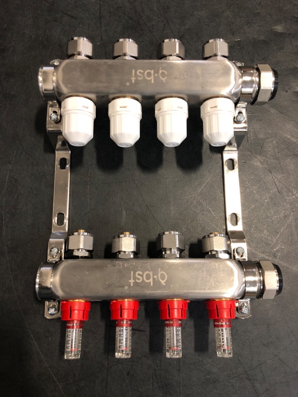 Photo 1 of ABST PEX Manifold,3 Loop Stainless Steel Floor Radiant Heat Manifold Kit with 1/2" Adapters Included for Hydronic Radiant Floor Heating