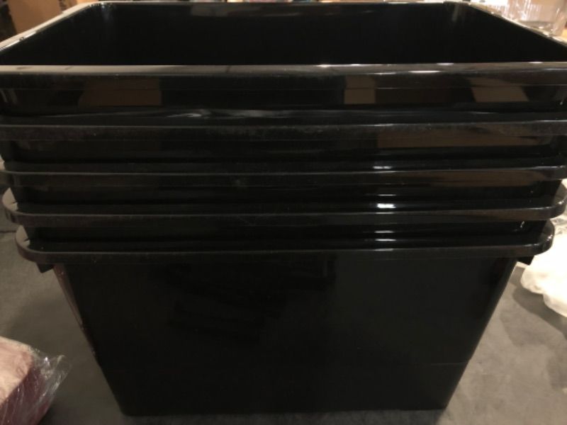 Photo 1 of Minor Damage to One Lid**WYT 7 Quart Storage Bins with Lids and Latch, 6-Pack Stackable Plastic Organizing Box with Buckle and Handle, Durable Nestable Totes Containers (Black/Red)