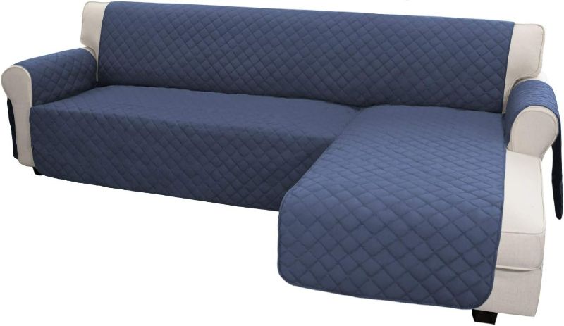 Photo 1 of Easy-Going Sofa Slipcover L Shape Sofa Cover Sectional Couch Cover Chaise Lounge Slip Cover Reversible Sofa Cover Furniture Protector Cover for Pets Dog Cat (Large,Dark Blue/Dark Blue)