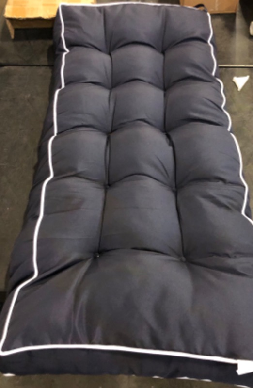 Photo 1 of 41 inch Outdoor Bench Cushion with Ties,Weather Resistant Thick Tufted Loveseat Seat Cushion for Patio Porch Chair Navy