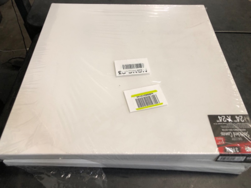 Photo 1 of U.S. Art Supply Large Stretched Canvas for Painting 24x24 inch Gallery Depth 1-1/2" Thick, 3-Pack - 12oz Acrylic Gesso Triple Primed, Professional Artist Quality, 100% Cotton - Oil, Pouring Paint