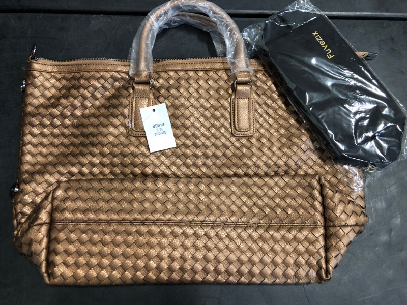 Photo 1 of Woven Tote Bag for Women Work Tote Bag Shoulder Purse with Mini Travel Bag