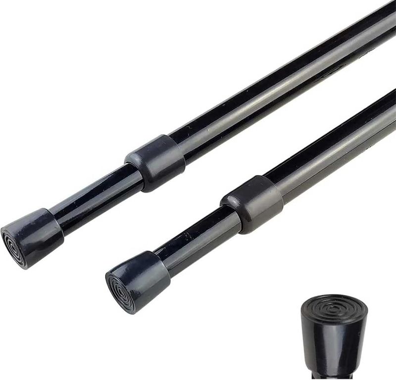 Photo 1 of 2pcs Spring Tension Curtain Rod?28-43 Inches Adjustable Expandable Pressure Black Curtain Tension Rods For Kitchen, Bathroom, Window,Home