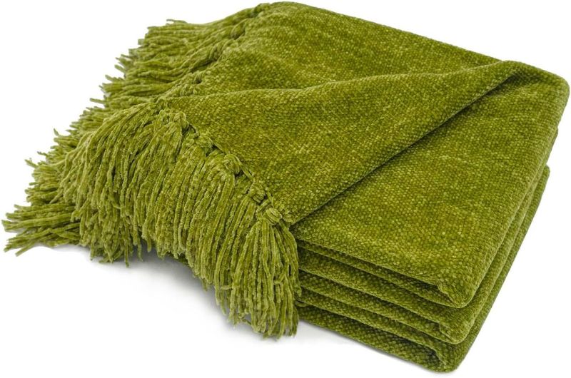 Photo 1 of RECYCO Throw Blanket Soft Cozy Chenille Throw Blanket with Fringe Tassel for Couch Sofa Chair Bed Living Room Gift
