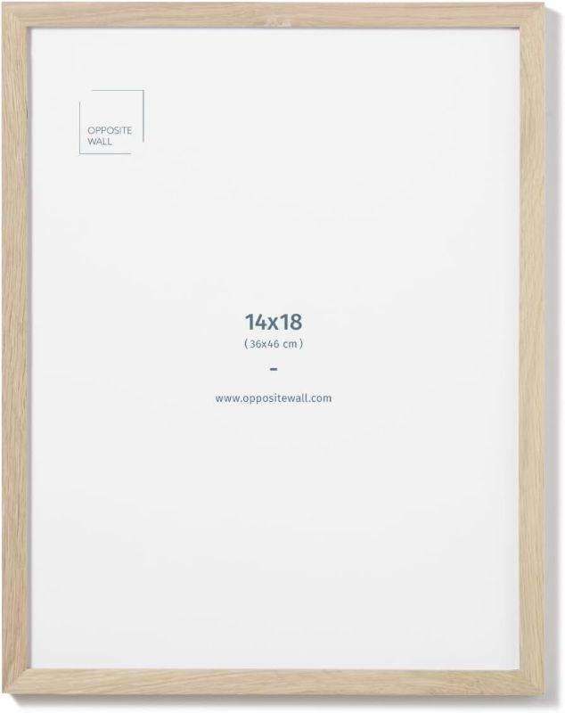 Photo 1 of Opposite Wall - 14x18 in - Natural Solid Oak Wood Picture Frame - Lightweight, Versatile & Shatterproof - Wall Hanging Poster or Photo Frame - Wall Decor for Office, Gallery & Home
