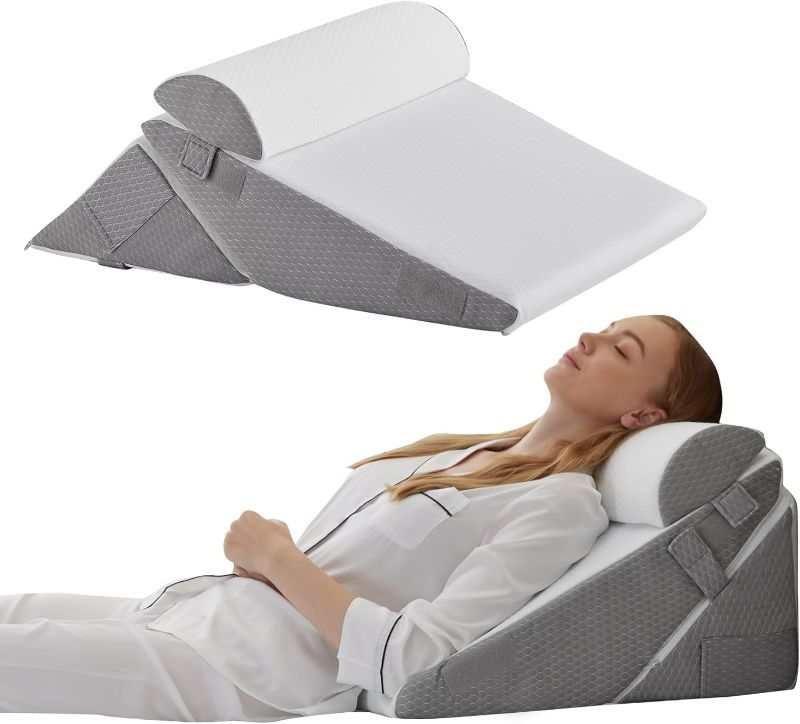 Photo 1 of Wedge Pillow Headboard, 3PCS Orthopedic Bed Wedge Pillows Set for After Surgery, Adjustable Pillow Wedge for Acid Reflux&Back Pain Relief, Sleeping, Back Pillow for Bed Sitting Up