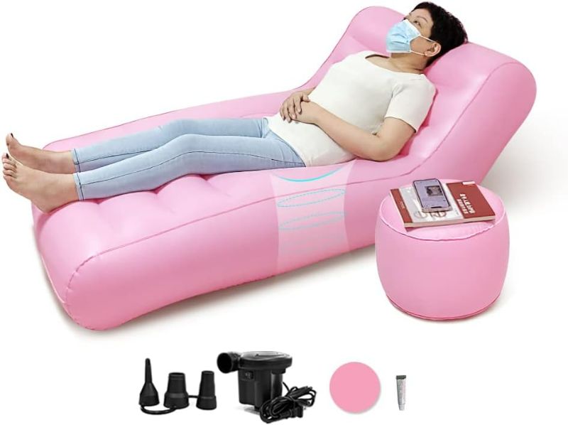 Photo 1 of AOSSA BBL Chair After Surgery for Butt with Hole Inflatable Sofa BBL Sleeping Pillow Post Surgery Supplies BBL Bed Mattress Inflatable Couch with Ottoman Blow Up Lounge Chair BBL Recovery Kit