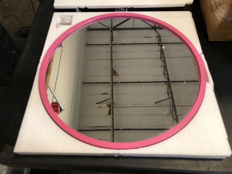 Photo 1 of JJUUYOU Circle Wall Mirror 16 Inch Round Mirror for Bathroom, Rose Circular Mirror Washroom Wall Decor Wood Frame Mirror for Living Room, Bedroom, Dorm Decorative