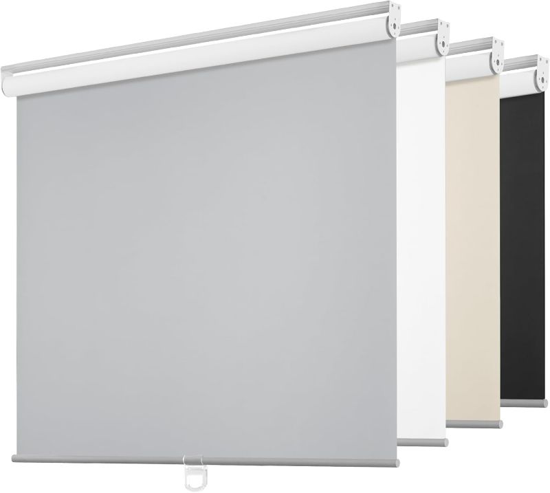 Photo 1 of ChrisDowa Cordless Free-Stop100% Blackout Blinds for Windows, Roller Windows Shades with Thermal Insulated, UV Protection Fabric for Living Room, Office and Home. Easy to Install.Black,58" W X 72" H