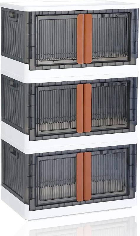 Photo 1 of Storage Bins with Lids 3 Pack - Collapsible Plastic Storage