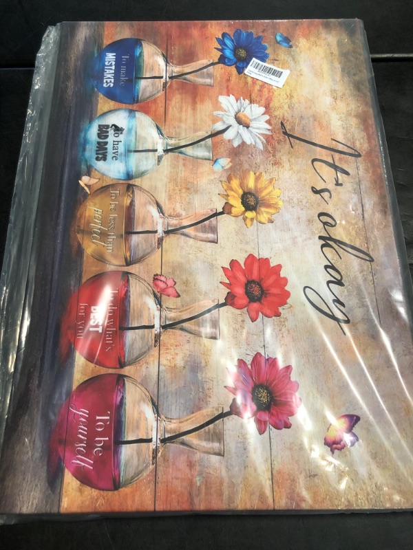 Photo 1 of Colorful Daisy Wall Art Its Okay Butterfly Pictures Wall Decor 16"x12"