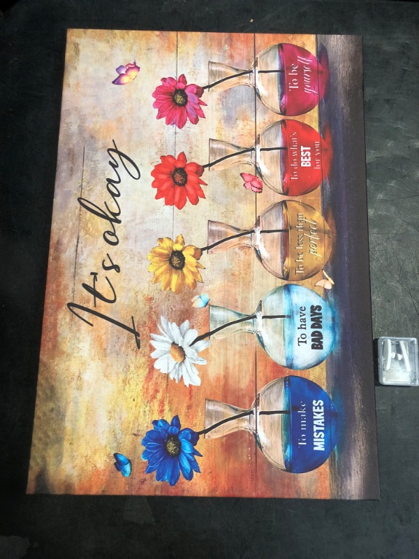 Photo 1 of Colorful Daisy Wall Art Its Okay Butterfly Pictures Wall Decor 16"x12"