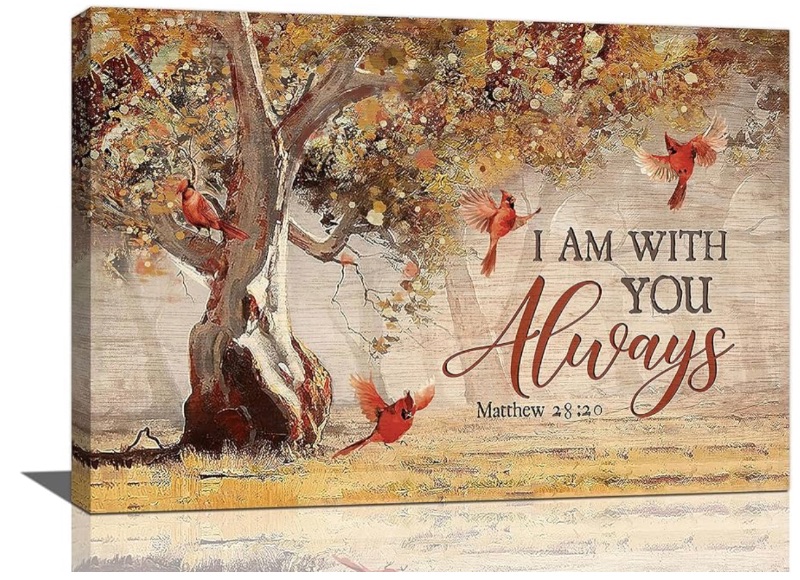 Photo 1 of Cardinal Wall Art Autumn Tree Pictures Wall Decor Bird Canvas 24x16"