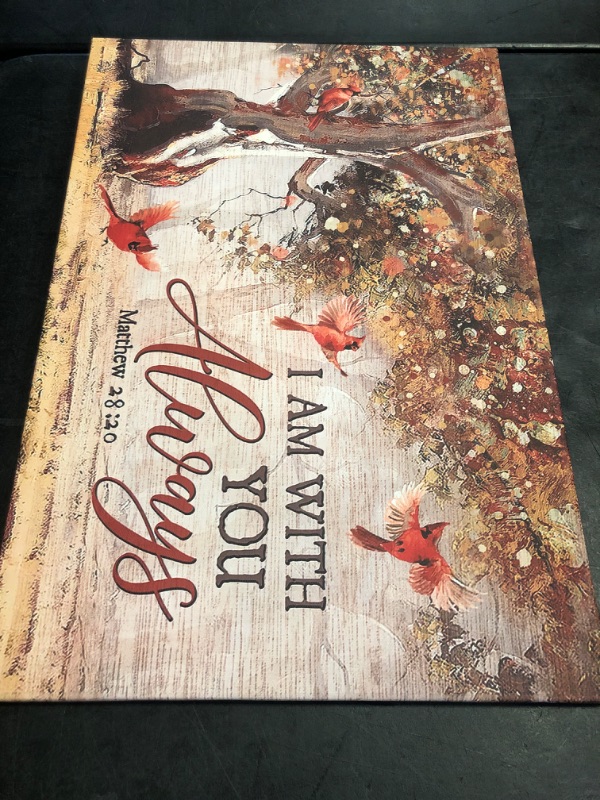 Photo 1 of Cardinal Wall Art Autumn Tree Pictures Wall Decor Bird Canvas 24x16"