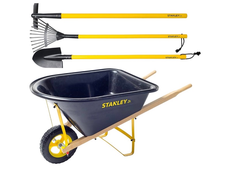 Photo 1 of Stanley Jr 3 Piece Long Garden Tools and Wheelbarrow for Kids