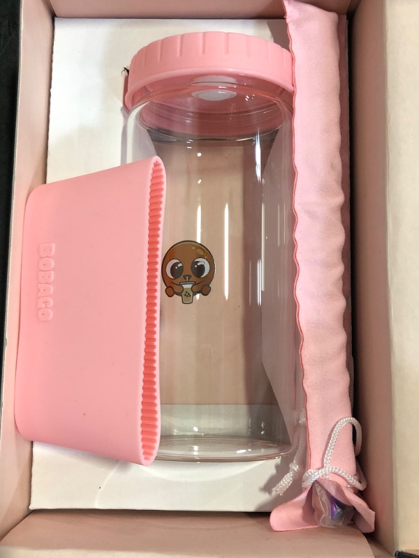 Photo 1 of Reusable Boba Cup with Straw, Bubble Tea Cup with Recipe Book, Reusable Boba Cups with Lids, Boba Tumbler, Boba Tea Cup and Boba Jar, Bubble Tea Gift Set with Cup 17 ounce… (Pink Blossom, 20oz)