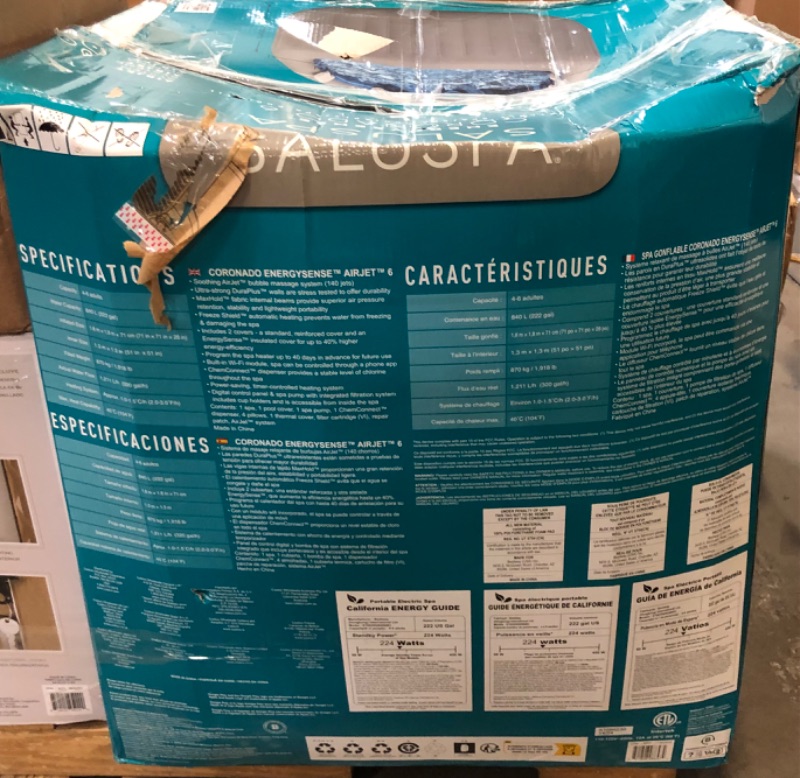 Photo 1 of Bestway SaluSpa Santorini HydroJet Inflatable Hot Tub with 180 Soothing Jets and 6 Pack of SaluSpa Non Slip Pool and Spa Seats