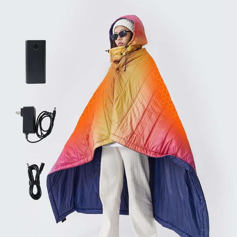 Photo 1 of ZonLi Z-Walk Pro 36W Heated Blanket, Battery Operated, Portable, Rechargeable with 20000 mAh Power Bank, 3 Heating Levels, Fleece, Multicolor, Small