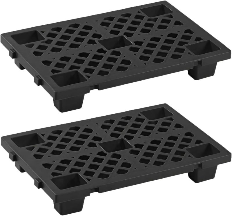Photo 1 of 2 Pcs Plastic Pallets, Lightweight Waterproof Floor Pallet, Interlocking Storage Pad with Breathable Grids, Applicable to Indoor and Outdoor, Garages, Kitchen and Basement