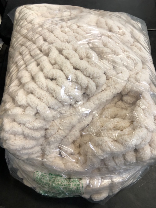Photo 1 of L'AGRATY Chunky Knit Blanket Throw,Soft Chenille Yarn Throw 50x60?Handmade Thick Cable Knit Crochet Blanket, Large Rope Knot Throw Blanket for Couch Home Decor
