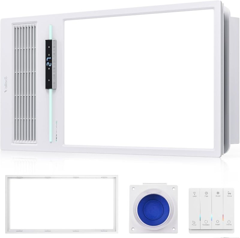 Photo 1 of Bathroom Exhaust Fan with Light and Heater, 4 in 1 Bathroom Fan with Heater, 2800W Heating Power, Remote Control, Quiet & Powerful for Ventilation, Lighting, Heating, and Drying