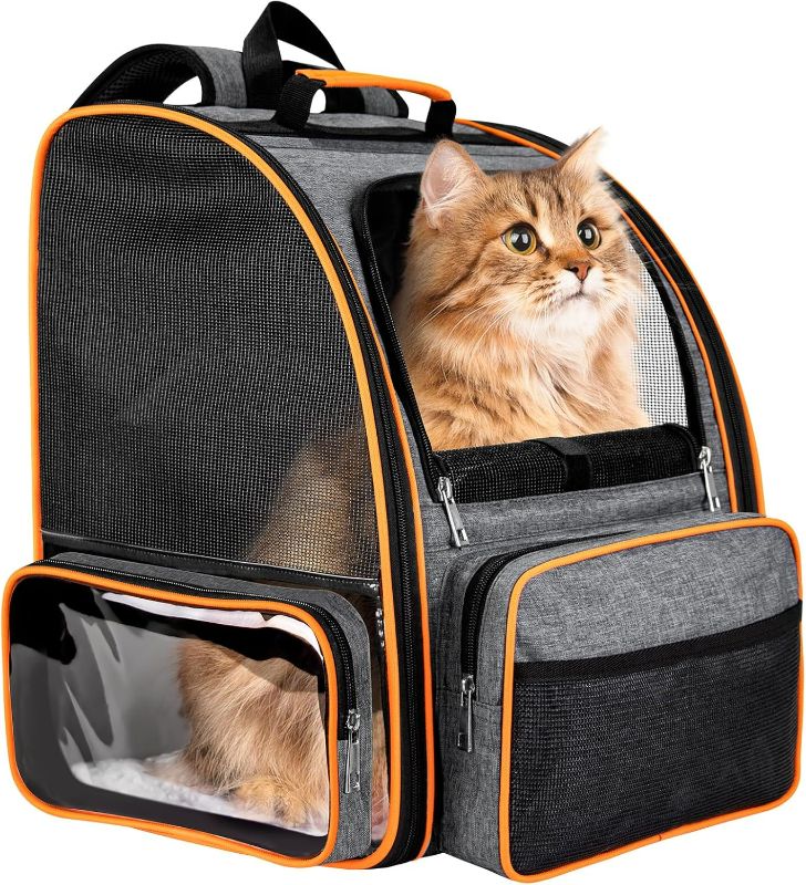 Photo 1 of Cat Backpack Carrier for Medium Small Dog Cat up to 20lbs, Pet Carrier Backpack, Ventilated Mesh Soft Sided Dog Backpack Carrier for Travel, Hiking, Outdoor Use - Grey