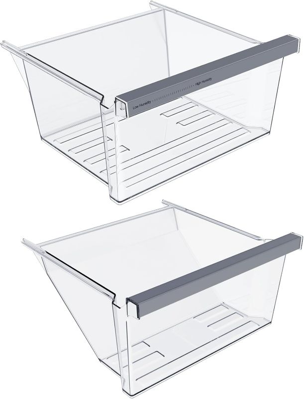 Photo 1 of [2 PACK] UPGRADED W11162443 Refrigerator Crisper Drawer Upper Humidity Control Drawer & W11162446 Refrigerator Deli Drawer Bottom Compatible with Whirlpool Fridge Drawer WRS325SDHZ, WRS315SDHM Shelf