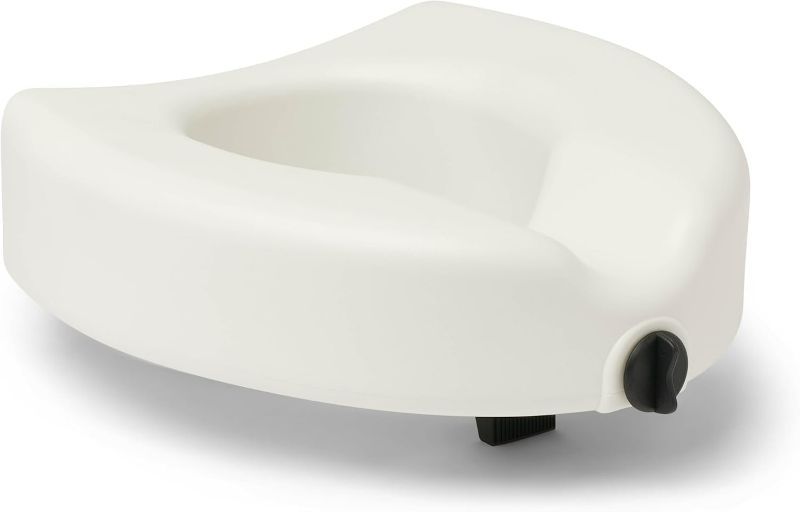 Photo 1 of Medline Elevated Locking Toilet Seat, No Arms, 5-Inch Height, Enhanced with Microban Antimicrobial Protection, 350 lb Weight Capacity, Gray - Secure & Comfortable, Easy Installation
