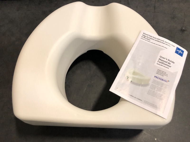 Photo 1 of Medline Elevated Locking Toilet Seat, No Arms, 5-Inch Height, Enhanced with Microban Antimicrobial Protection, 350 lb Weight Capacity, Gray - Secure & Comfortable, Easy Installation