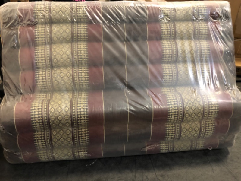 Photo 1 of Leewadee 3-Fold Mat XXL with Triangle Cushion – Firm TV Pillow, Foldable Mattress with Cushion Made of Kapok, 67 x 31 inches, Brown Red