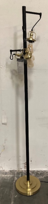 Photo 1 of *Missing the Glass Shades** Industrial Farmhouse Rustic Lamp with 3 Glass Shades, Tall Standing Lamps with Dimmable Switch, Sturdy Base, Black Floor Lamps for Living Room Bedroom Office Home