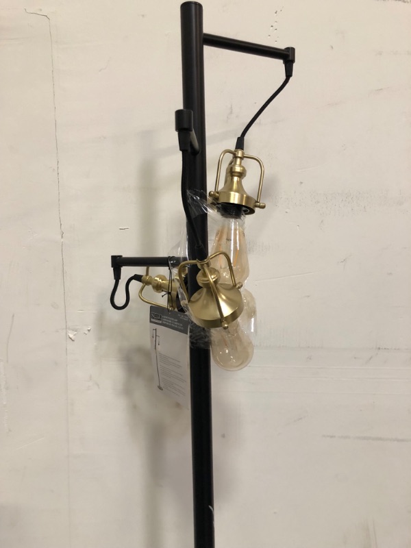 Photo 1 of *Missing the Glass Shades** Industrial Farmhouse Rustic Lamp with 3 Glass Shades, Tall Standing Lamps with Dimmable Switch, Sturdy Base, Black Floor Lamps for Living Room Bedroom Office Home