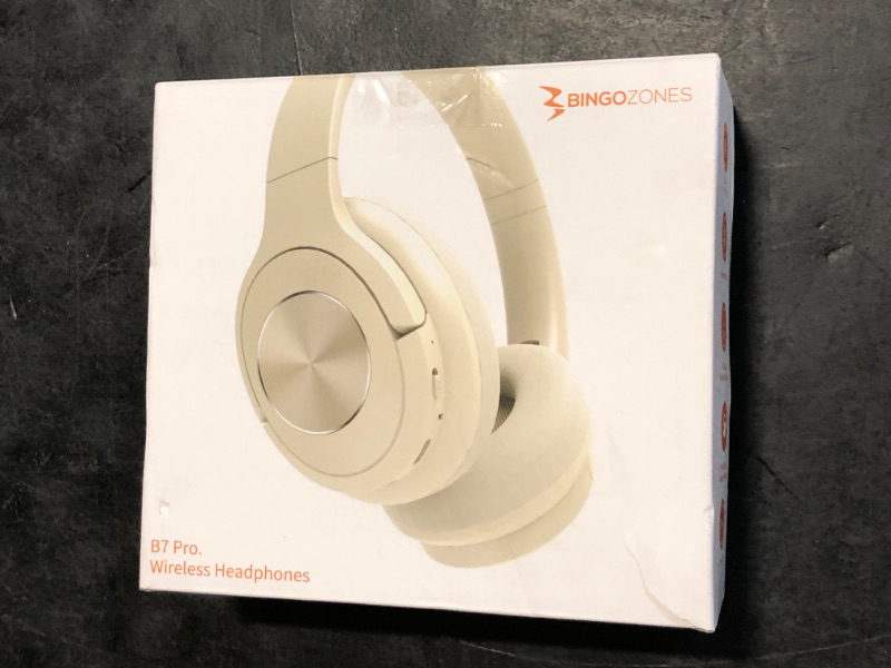 Photo 1 of BEIGE Headphones Wireless Bluetooth Headphone Over Ear 65 Hours Playtime Foldable Deep Bass HiFi Stereo Wireless On Ear Headsets with Microphone Lightweight Soft Earmuff, for Phone,TV,Travel BEIGE