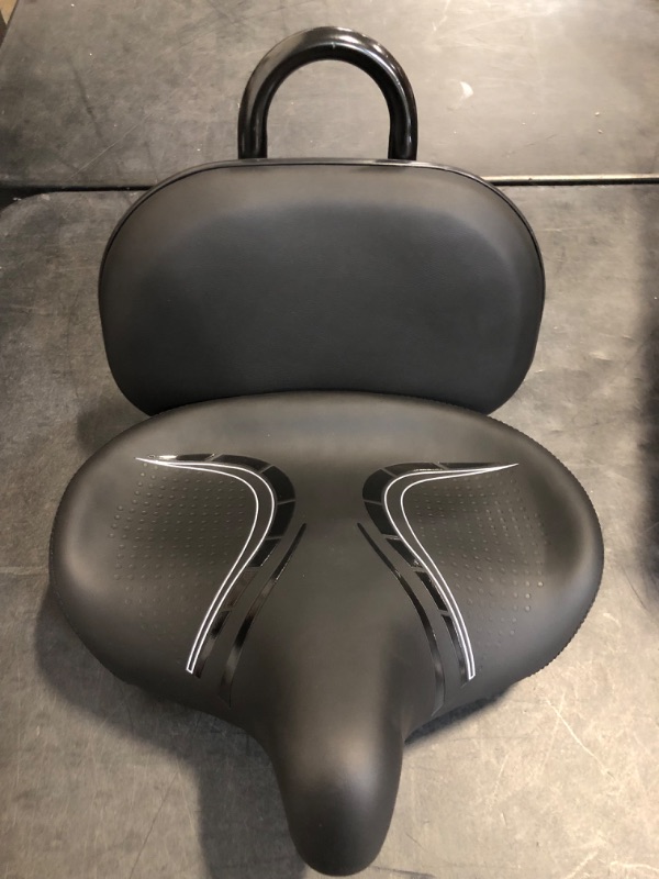Photo 1 of BLUEWIND New Noseless Oversized Bike Seat, Wide Bicycle Saddle Novel Backrest Design for Electric Bike, Universal Fit Exercise Bike or Road Stationary Bike Seat Cushion for Men & Women
