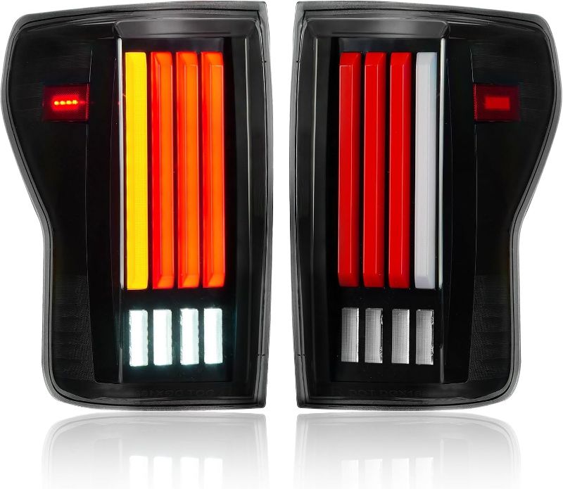 Photo 1 of LED Tail Lights Assembly Compatible with Toyota Tundra 2007 2008 2009 2010 2011 2012 2013 Rear Taillight, Black Housing Clear Lens, 2Pcs