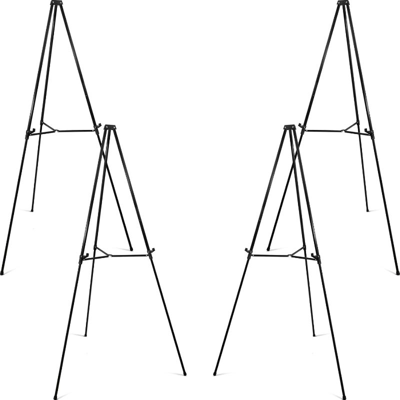 Photo 1 of PUJIANG 63" Heavy Duty Easel Stand for Sign, Large Aluminum Collapsible Easels for Display Posters/Whiteboard, Adjustable Height Artist Easel for Painting- Floor/Tabletop, Holds 25 lbs, 4pcs