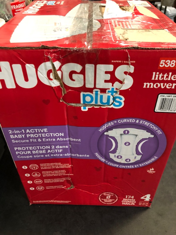 Photo 1 of **Missing Some from 3rd Bag** Huggies Plus Diapers, Size 4, 174 Count