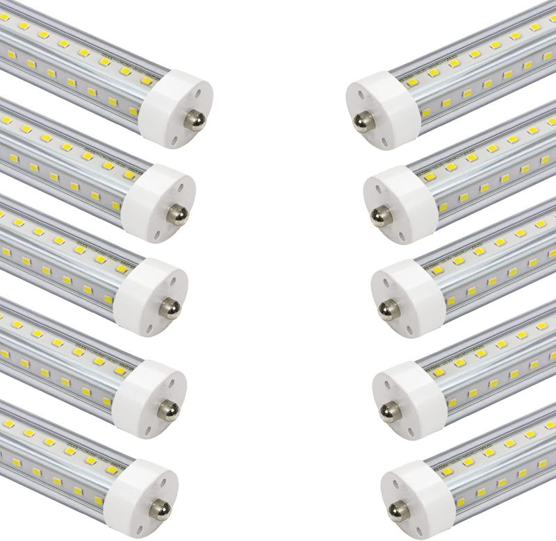 Photo 1 of T8 LED Tube Lights 4ft,4 Foot Equal to 45.8in,36W 3600lm,F48T12 CW Fluorescent Tubes Replacement T12,Single Pin FA8,Ballast Bypass,Dual-End Power,White 6500K Light Bulbs for Shop,Pack of 10