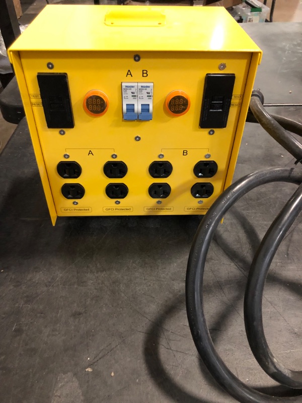 Photo 1 of 30-Amp Portable Power Center, Split 240VAC Input into 2 Separate 120VAC Output, A&B Zone Independent Control with 2 Mini Voltmeter and Ammeter