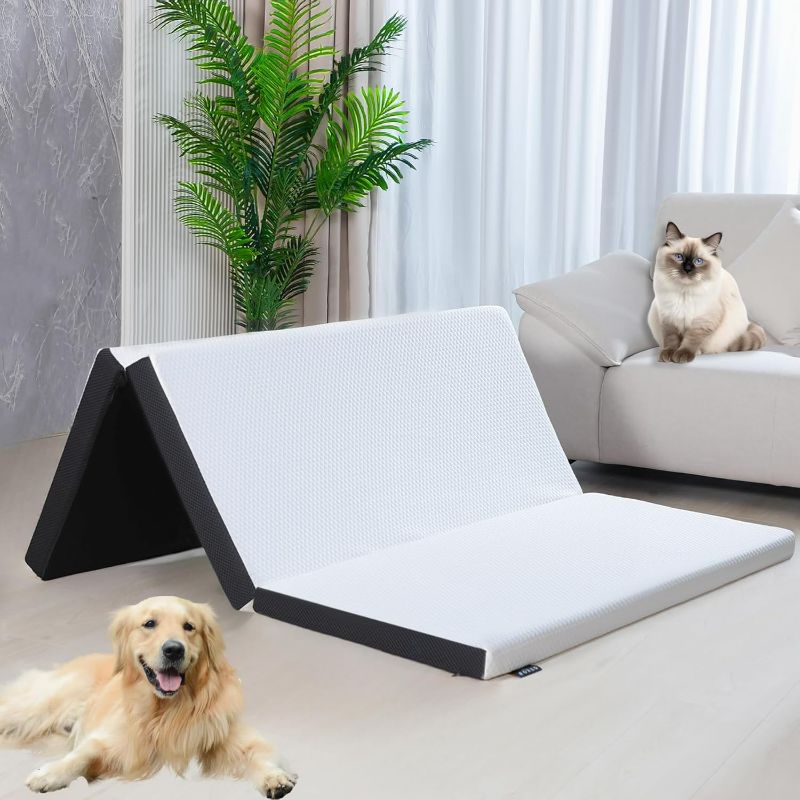 Photo 1 of Folding Mattress,3 inch Twin Tri-Folding Memory Foam Mattress, Portable Trifold with Washable Cover, Non-Slip Bottom for Camping & Guest Beds