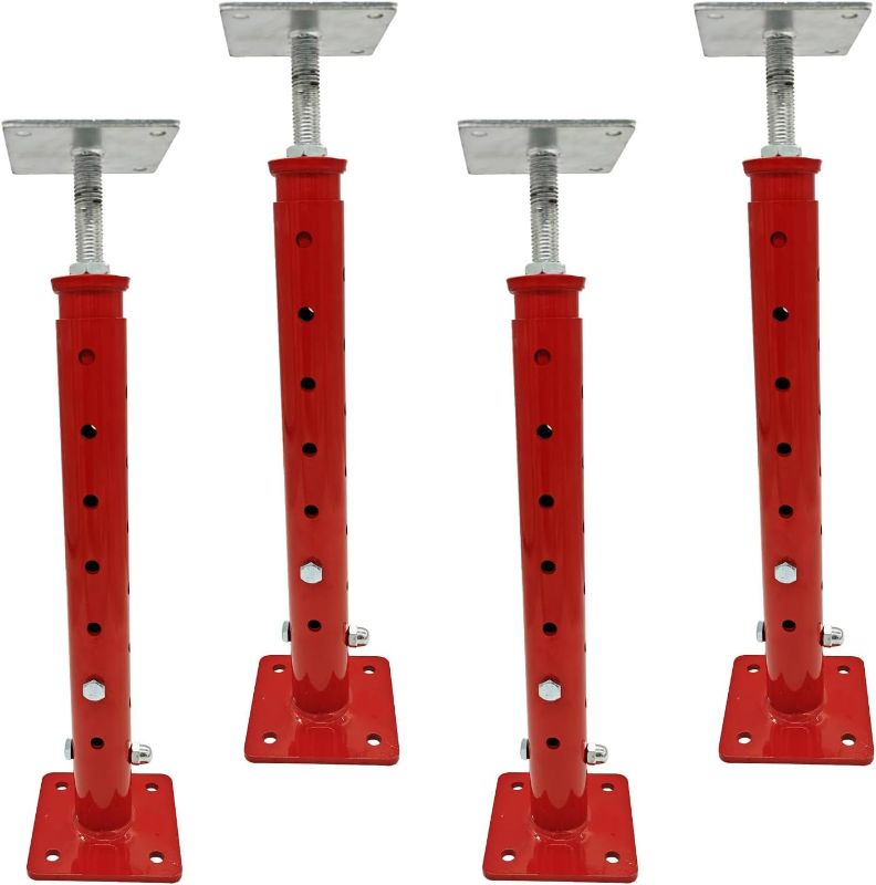 Photo 1 of 4 PCS Basement Floor Jack,House Jacks for Leveling,18.5-34.6" Adjustable Height Range,Load Capacity Up to 4400 lb(Each),Telescoping Jack for Temporary Support