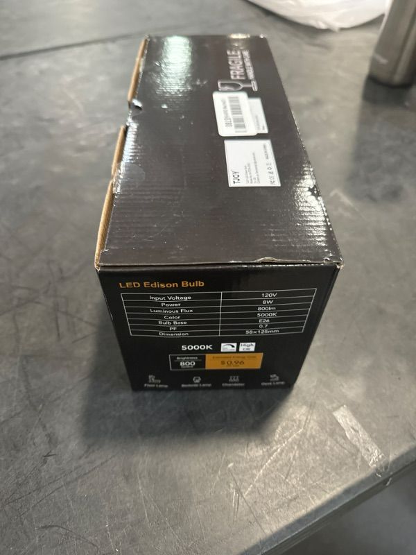 Photo 1 of TJOY 12 Pack A19 Vintage LED Edison Bulbs, Non-Dimmable, 60W Equivalent, High Brightness 5000K Daylight White, 8W E26 Standard Base, 760 Lumens, CRI80+, Clear Glass Filament Bulb for Home, Farmhouse