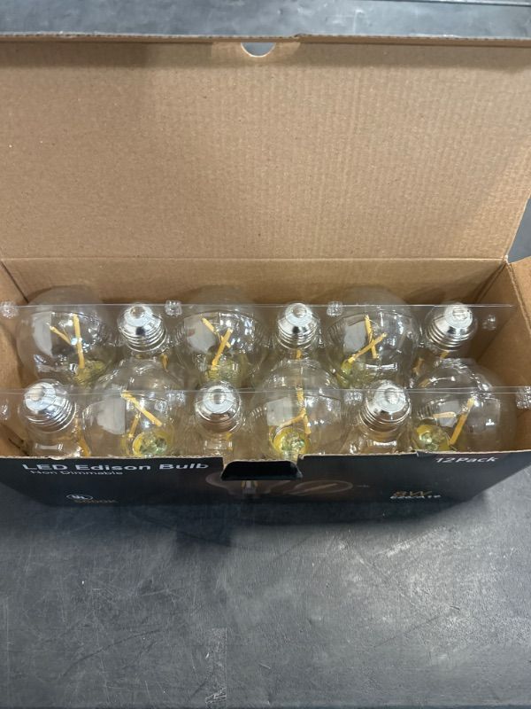 Photo 1 of TJOY 12 Pack A19 Vintage LED Edison Bulbs, Non-Dimmable, 60W Equivalent, High Brightness 5000K Daylight White, 8W E26 Standard Base, 760 Lumens, CRI80+, Clear Glass Filament Bulb for Home, Farmhouse