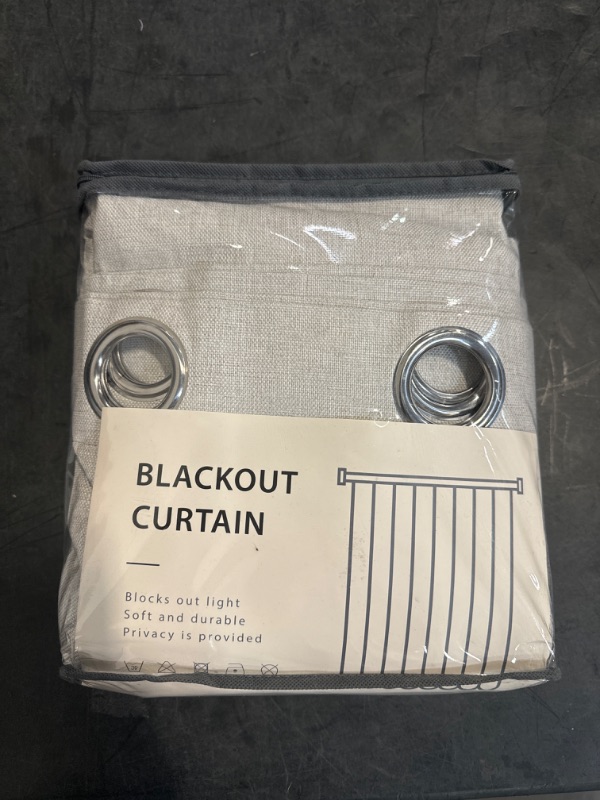 Photo 1 of 100% Blackout Shield Linen Blackout Curtains for Bedroom, Thermal Insulated Curtains 96 Inch Length 2 Panels Set, Grommet Drapes for Living Room, 50” W x 96” L, Beige