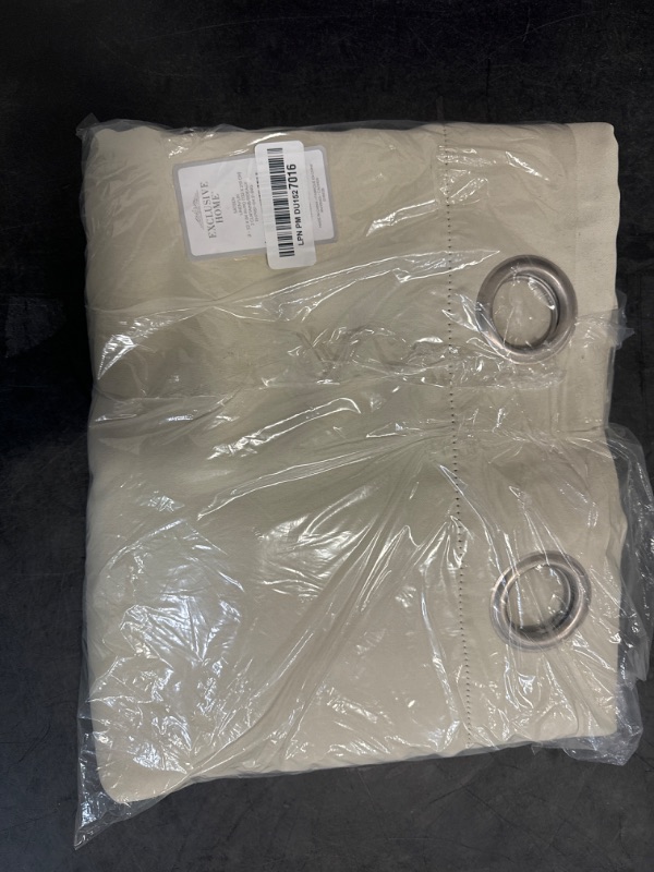 Photo 1 of Exclusive Home Curtains Sateen Twill Woven Room Darkening Blackout Grommet Top Curtain Panel Pair, 52"x84", Linen