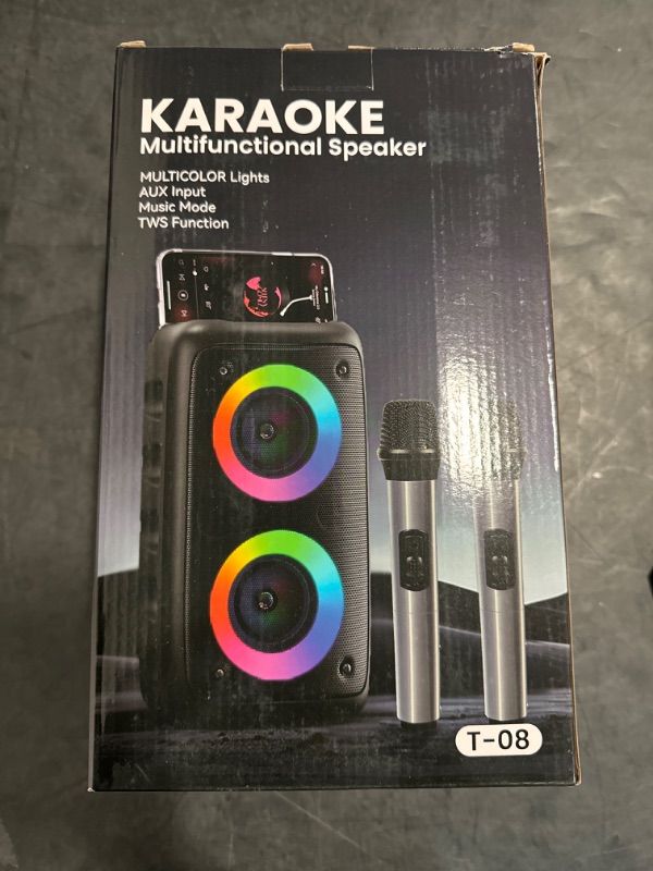Photo 1 of Karaoke Machine, Portable Bluetooth Speaker, PA Speaker with 2 Wireless Karaoke Microphones, Karaoke Machine for Adults Kids with Upgraded Subwoofer, Support TWS/TF/USB/AUX for Home Party Outdoor