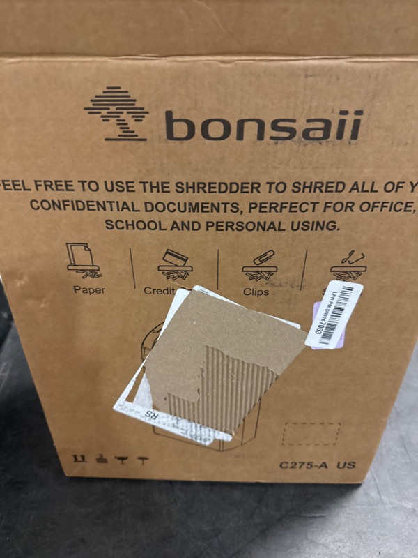 Photo 1 of Bonsaii 12-Sheet Cross Cut Paper Shredder, 5.5 Gal Home Office Heavy Duty Shredder for Paper, Credit Card, Mail, Staples, with Transparent Window, High Security Level P-4 (C275-A)