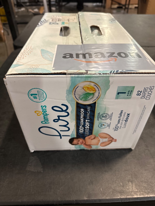 Photo 3 of Pampers Baby Diapers - Pure Protection - Size 1, 82 Count, for up to 100% Leakproof, Premium Plant-based Skin Protection