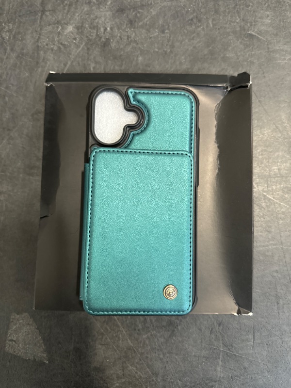 Photo 1 of Vinich for iPhone 16 Plus 6.7" Wallet Case with Card Holder, RFID Blocking Credit Slots Kickstand Shockproof Phone Cover for Women Men, Bluish Green
