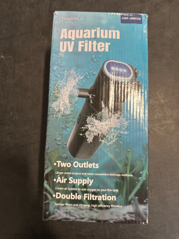 Photo 1 of coospider-repta 200GPH Aquarium Filter, U-V for Aquarium for 20-75 Gal Tank, Submersible Pump Filter for Green Water and Algae Clean, Ultra-Silent Green Killing Machine with Fish Tank Deodorization